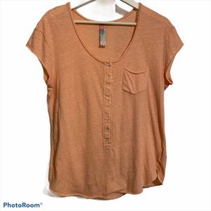 Free people beach S short sleeve Henley tee orange